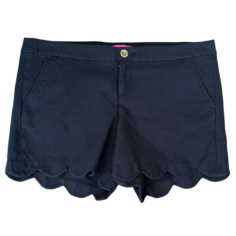 Lilly Pulitzer Callahan Scalloped Seersucker Shorts Black Size 14 004212